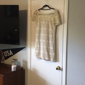 White lace loft dress with tie in back